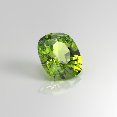 peridot gemstone cushion 3D renderの写真素材