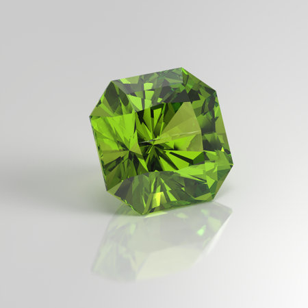 peridot gemstone radiant square 3D render