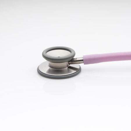The diaphragm of medical stethoscope isolated on a white backgroundの写真素材