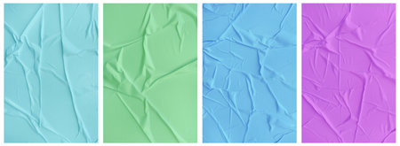 Set of wrinkled paper templates. wet blank paper for poster and text. Crumpled paper texture...