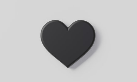 3D render minimal heart black symbol isolated on white background.の写真素材