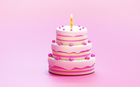 3d illustration of minimal cakeの写真素材