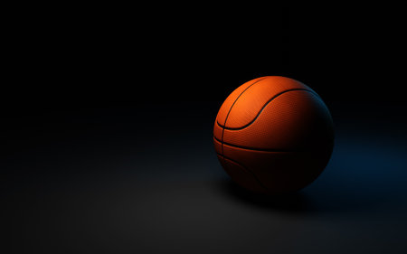 basketball ball on dark background. 3d renderの写真素材