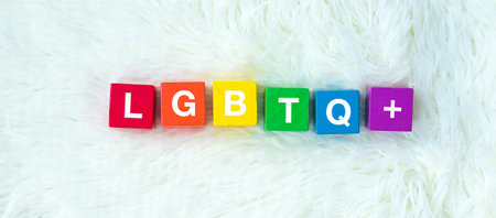 LGBTQ Rainbow block on white background. Support Lesbian, Gay, Bisexual, Transgender and Queer...