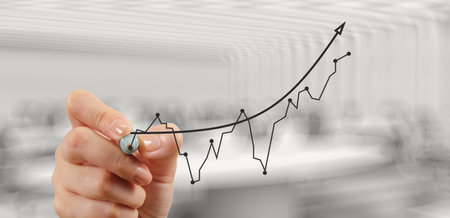 businessman hand working with new modern computer and business strategy as conceptの写真素材