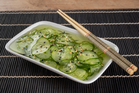 Japanese sweet and sour cucumber sunomomo.の写真素材