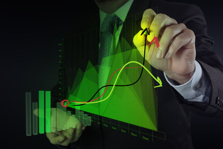 businessman hand working with new modern computer and business strategy as conceptの写真素材