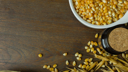 The corn seeds close up background image.の写真素材