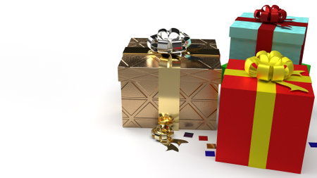 The gift boxs  on white background 3d rendering image for celebration content.の写真素材