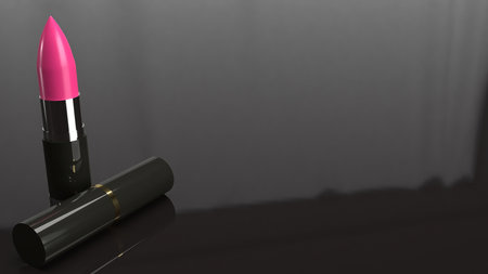 The  pink lipstick  3d rendering for cosmetics conceptの写真素材