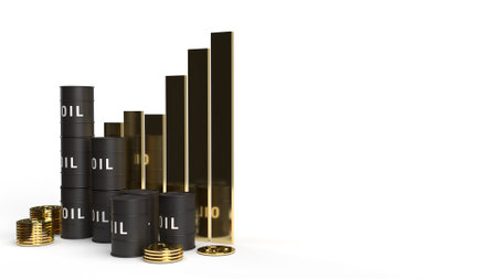 The tank oil and chart 3d rendering for petrol content.