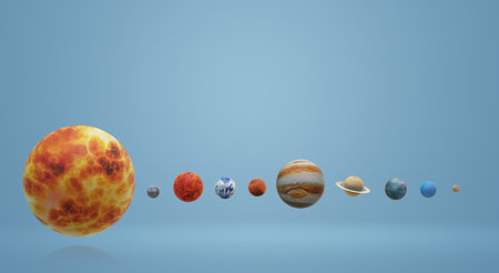 The  Solar universe 3d rendering for  science or  education content.