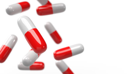 The red white capsule 3d rendering for medical content.の写真素材