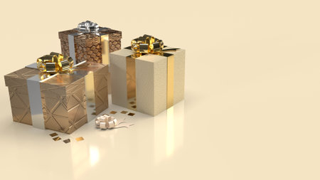 The gift box luxury on gold background 3d rendering.