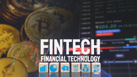 fintech word on business background  for technology concept 3d rendering