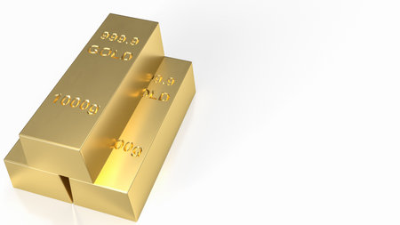 gold bars on white background  3d renderingの写真素材