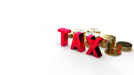 The tax and coin 3d rendering image for business content.の写真素材