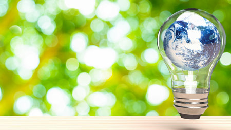earth in light bulb for environment or ecology concept 3d renderingの写真素材