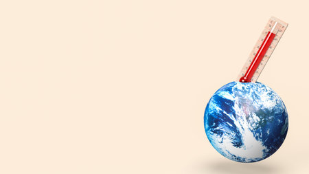thermometer and earth for eco or Climate change concept 3d renderingの写真素材