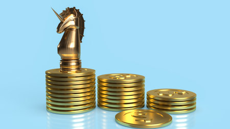 unicorn and gold coins for start up or business concept 3d renderingの写真素材