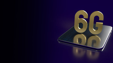 gold 6g on tablet for technology communications concept 3d rendering