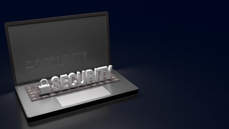 notebook and security text for protection concept 3d renderingの写真素材
