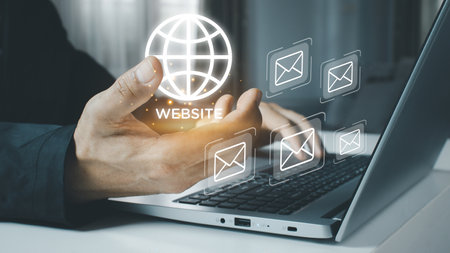 email marketing concept, company sending many e-mails or digital newsletter to customers