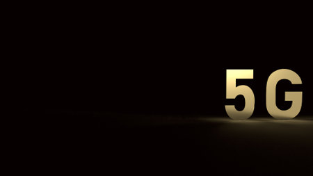 5g gold in the dark 3d rendering for technology content.の写真素材