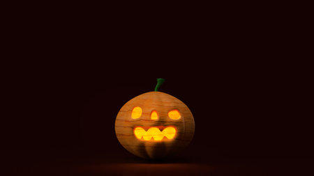 The  pumpkin jack o lantern in  black background 3d rendering.の写真素材