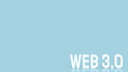 Web 3.0 white text on  blue background  for technology concept 3d rendering