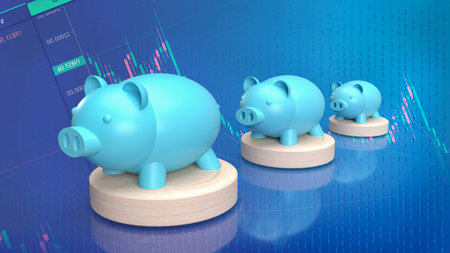 blue piggy bank   for business concept 3d renderingの写真素材