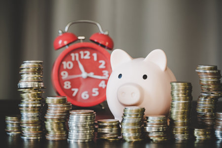 Coins stack for money saving financial conceptの写真素材