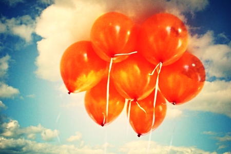 Balloons in the skyの写真素材