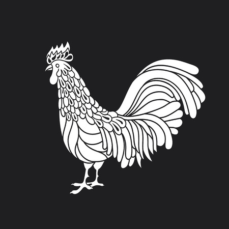 Rooster, chicken, cock. Vector illustration. Can be used as a greeting card for the year of rooster.のイラスト素材