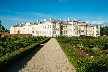 Rundale Palace with garden. The Baroque pearl in an intact rural landscape. The public state museum - Rundale palace, Bauska, Latvia.のeditorial素材