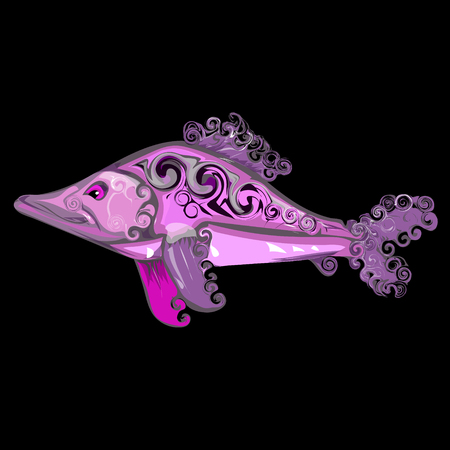 Curly pink fishのイラスト素材