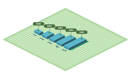 Numbered graph with increasing indicatorsのイラスト素材