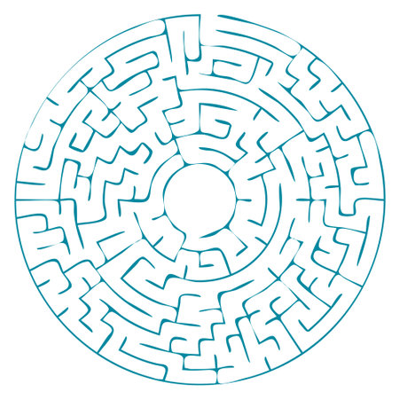 Round blue labyrinth without a solution. vector illustration.のイラスト素材