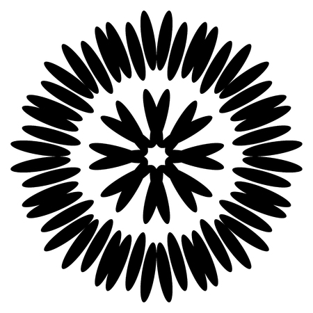 Symmetrical black aster. Circular pattern. vector illustration.のイラスト素材
