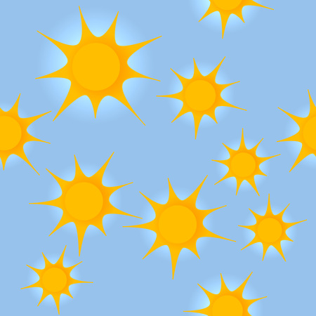 Seamless pattern with suns on blue backgroundのイラスト素材