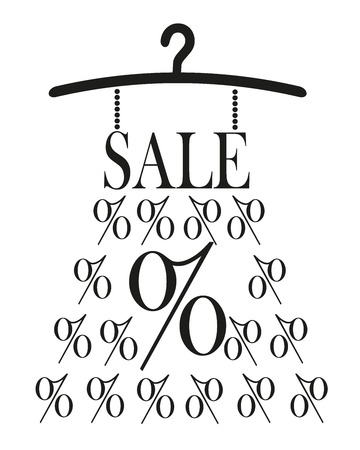 Dress with SALE label and percet sign on hangerのイラスト素材