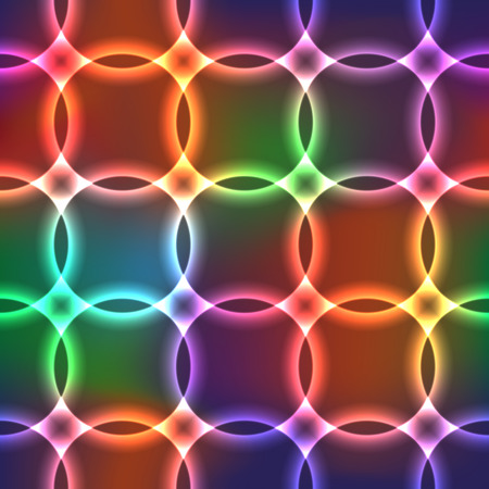 Seamless background with shinning plasma circles with neon effect with bright rainbow colorsのイラスト素材