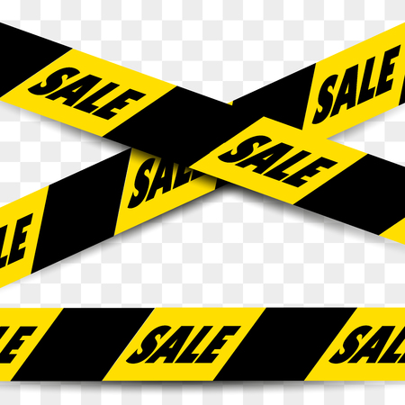 Black - Yellow seamless sale tape with text SALEのイラスト素材