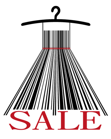 Dresses made from bar-code with red label SALE and red laser onのイラスト素材