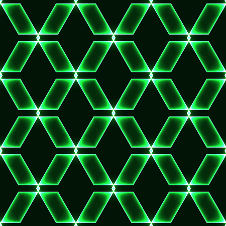 green dark seamless background with shinning glass diamonds / gems / stones / crystals in regular gridのイラスト素材