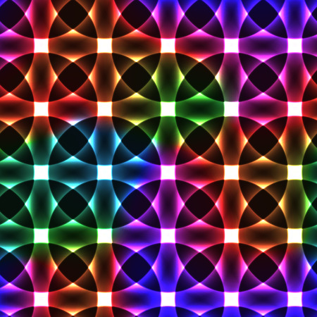 Colorful rainbow neon light circles - seamless backgroundのイラスト素材