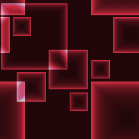 Dark red pattern with glowing neon squares on black background.のイラスト素材