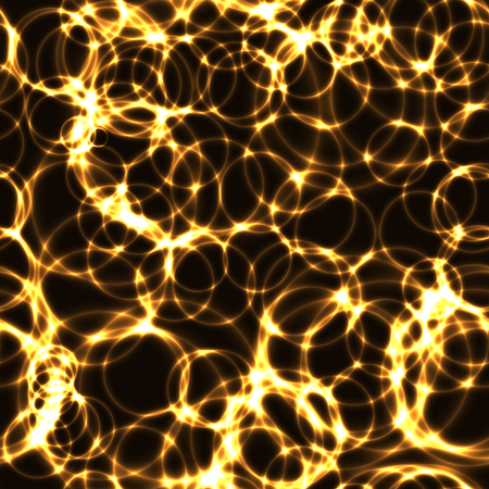Dark seamless background with laser neon gold circles. Golden shinning  random rings.のイラスト素材
