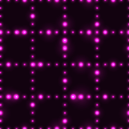 Dark seamless pattern with shinning purple neon dot grid. Glowing and sparkling network made from small circles in lines.のイラスト素材