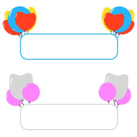 Colourful vector frames with balloons. Invitation border.のイラスト素材